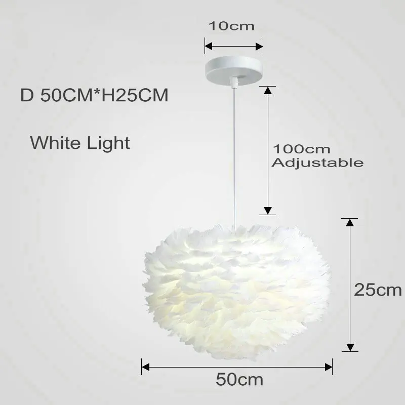 Euroselle The Feather Pendant Ceiling Light With Soft White Feathers