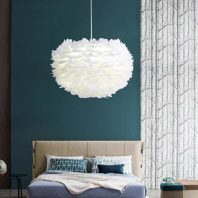 Euroselle The Feather Pendant Ceiling Light With Soft White Feathers