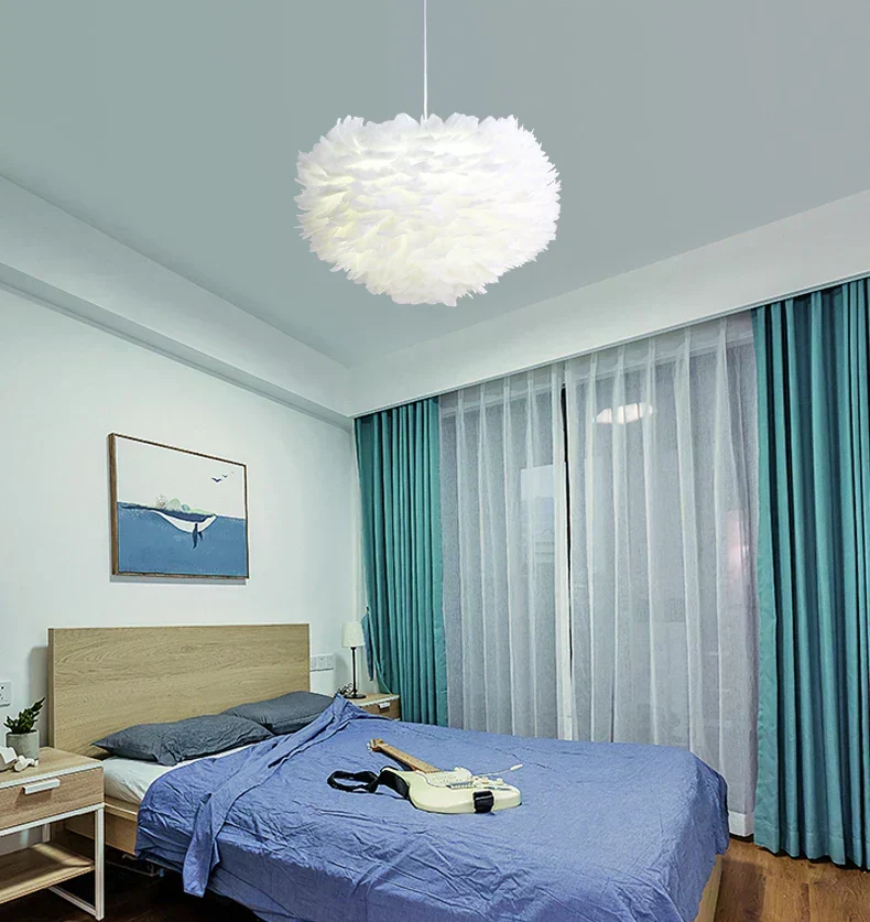 Euroselle The Feather Pendant Ceiling Light With Soft White Feathers