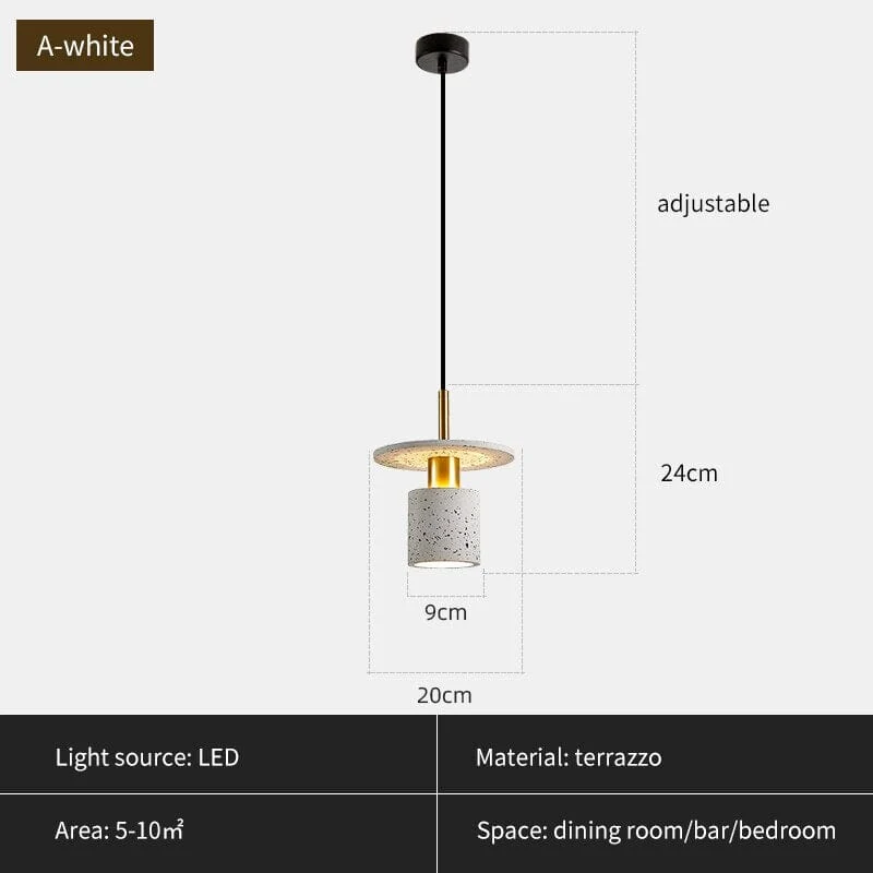 Euroselle Modern Terrazzo Pendant Lamp With Durable Iron Plating