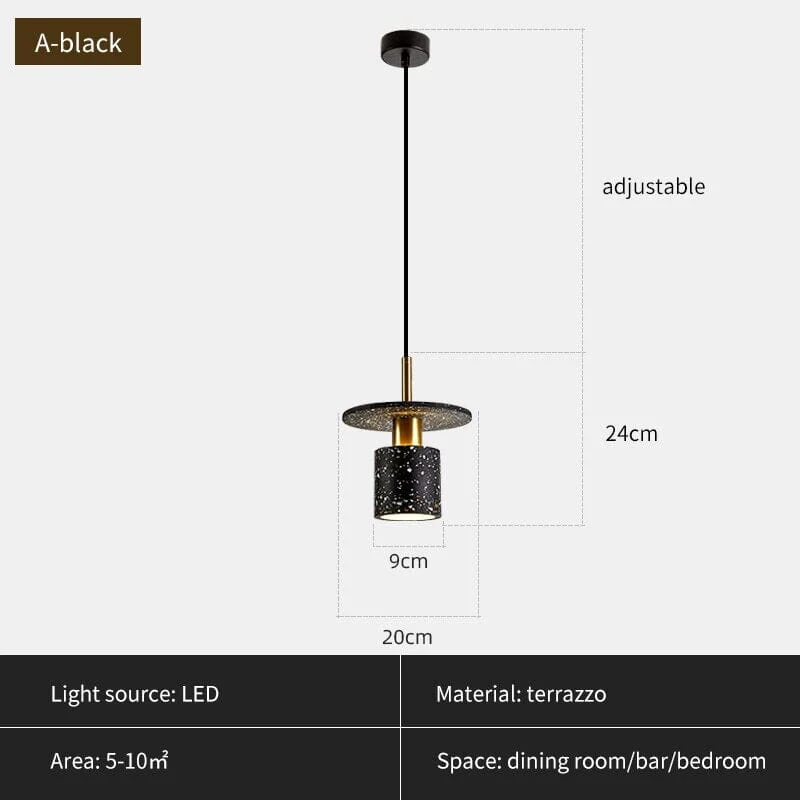 Euroselle Modern Terrazzo Pendant Lamp With Durable Iron Plating