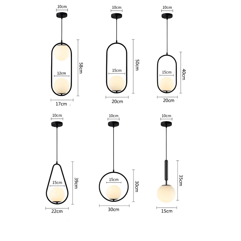 Euroselle LED Glass Ball Pendant Lights For Modern Home Decor