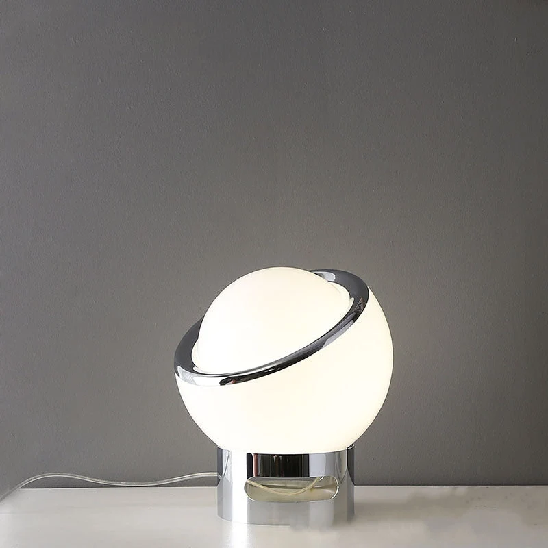 Euroselle French Opal Bauhaus Table Lamp With Opal Glass Shade