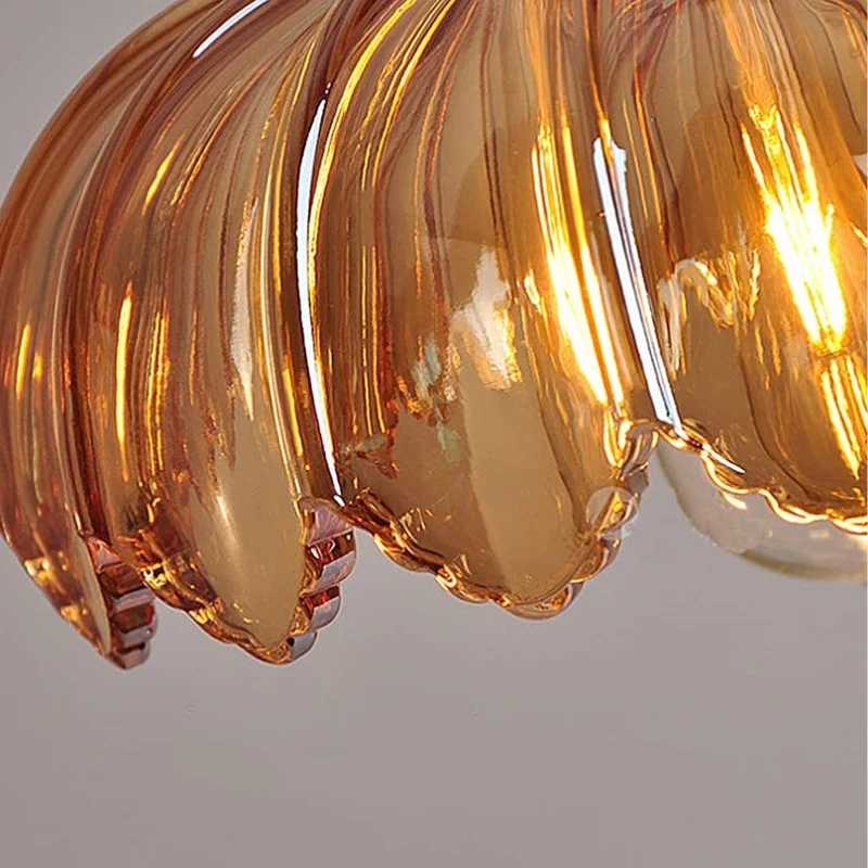 Euroselle Vintage Glazed Floral Hanging Lamp With Translucent Glass