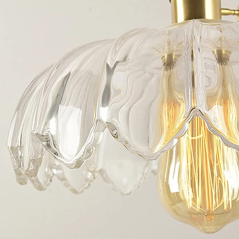 Euroselle Vintage Glazed Floral Hanging Lamp With Translucent Glass