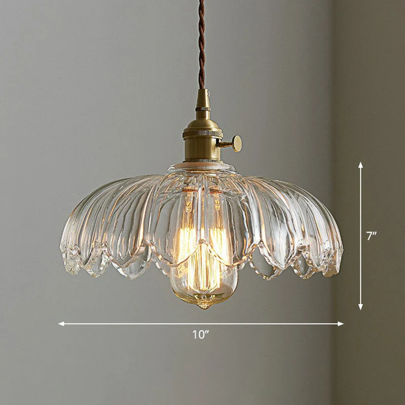 Euroselle Vintage Glazed Floral Hanging Lamp With Translucent Glass