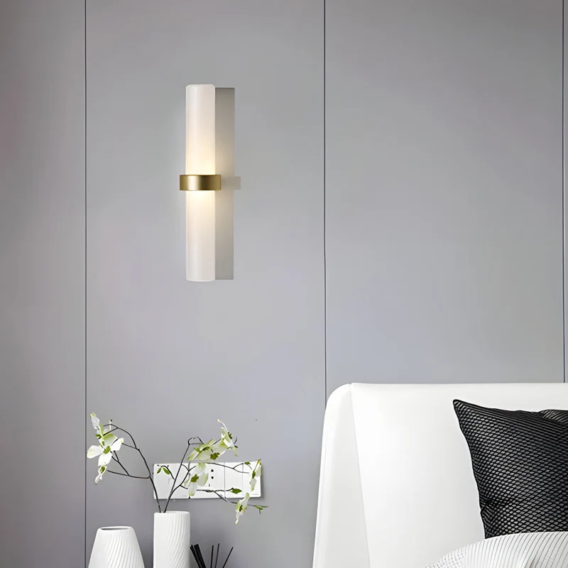 GlowLight Frosted Glass Tube Wall Lamp In Warm White For Living Room By Euroselle