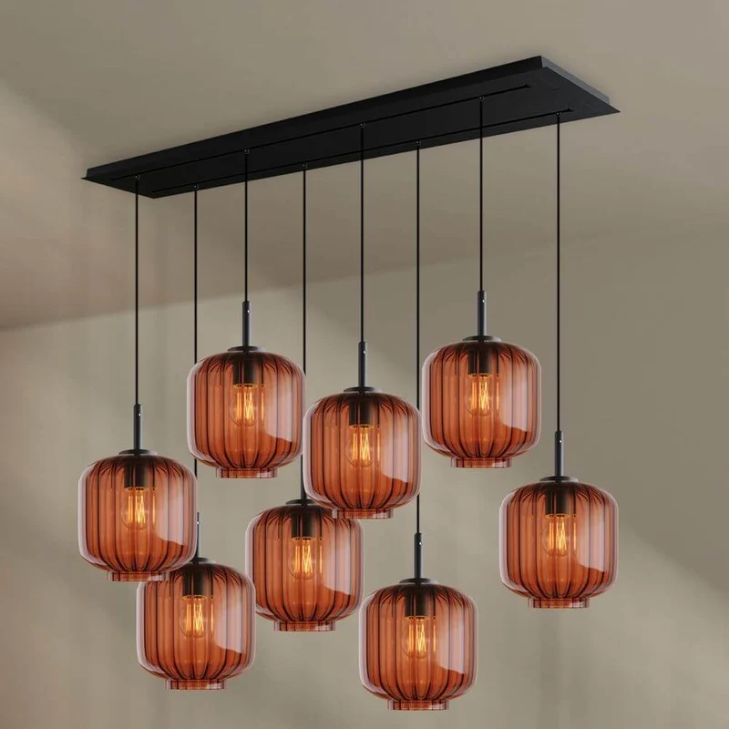 s.luce Velo Esszimmerlampe 8-flammig 160cm 2-reihig Ø 20cm