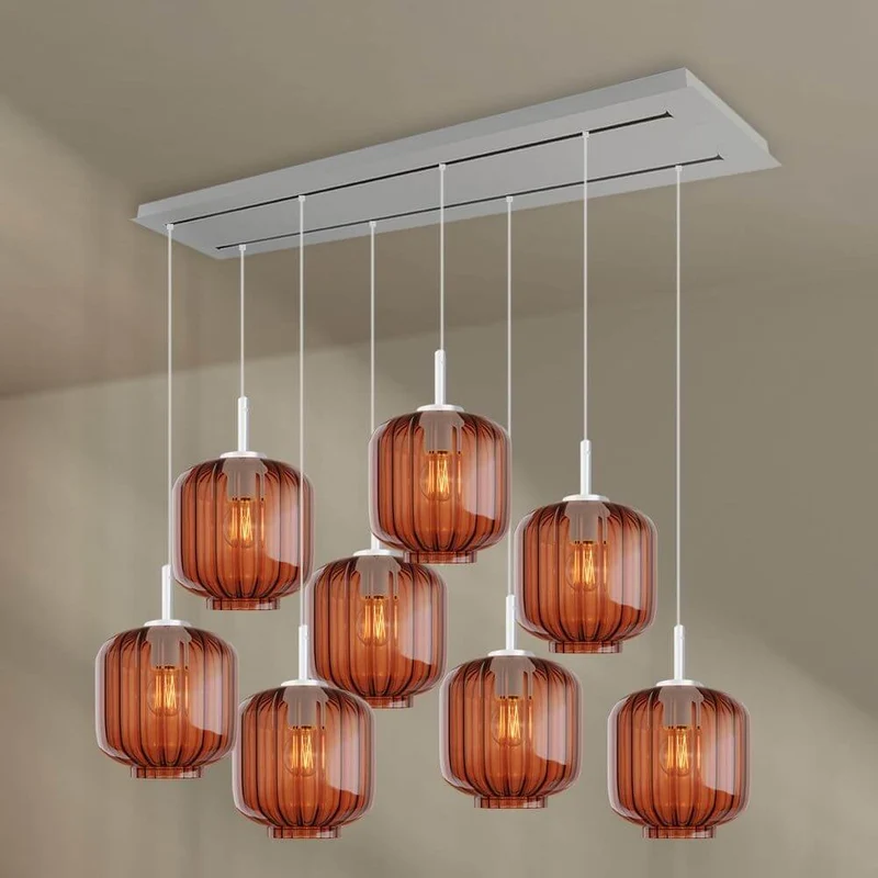 s.luce Velo Esszimmerlampe 8-flammig 160cm 2-reihig Ø 20cm