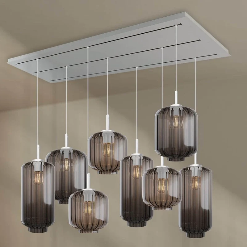 s.luce Velo Esstischleuchte 8-flammig 200cm 3-reihig Ø 18/20/25cm