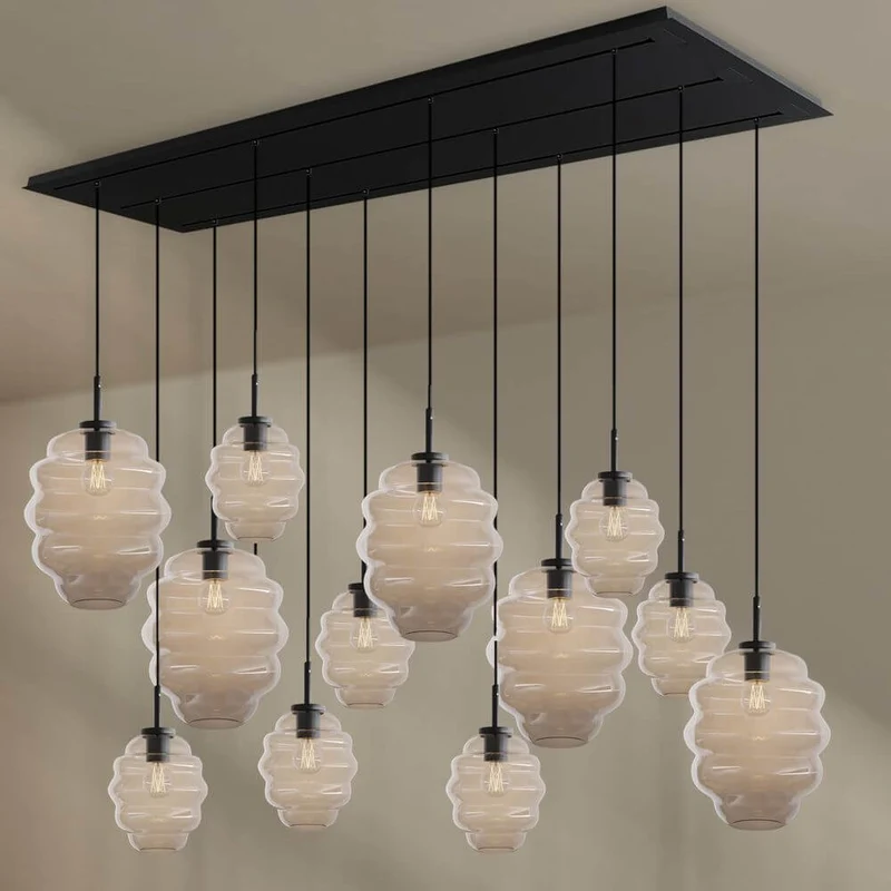s.luce Echos Esszimmerlampe 12-flammig 200cm 3-reihig Ø 18/25cm