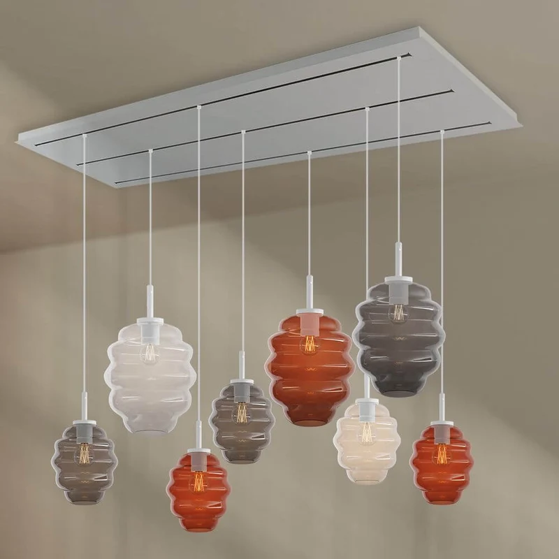 s.luce Echos Esstischlampe 8-flammig 200cm 3-reihig Ø 18/25cm