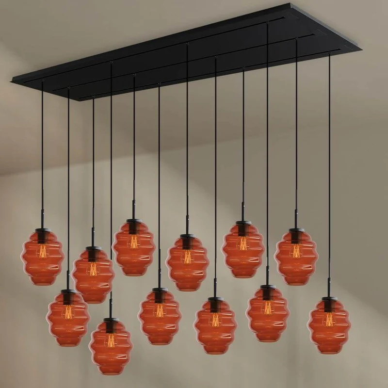 s.luce Echos Esszimmerlampe 12-flammig 200cm 3-reihig Ø 18cm