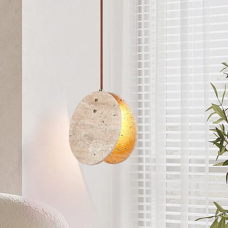 Tao Travertine Pendant Light With Crystal Cylinder From Euroselle