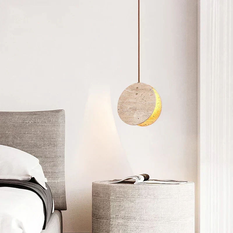 Tao Travertine Pendant Light With Crystal Cylinder From Euroselle