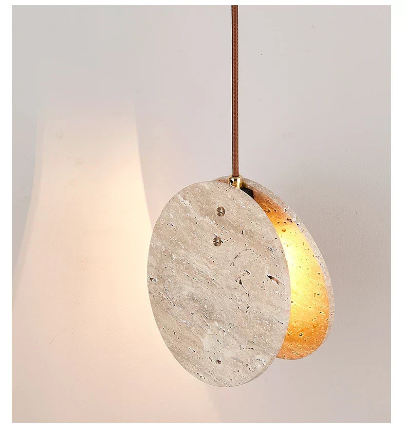 Tao Travertine Pendant Light With Crystal Cylinder From Euroselle