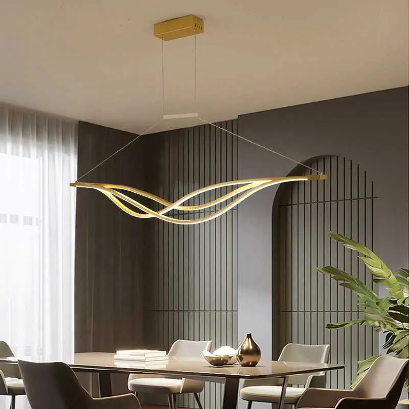 Euroselle Modern LED Curved Pendant Light Ceiling Fixture