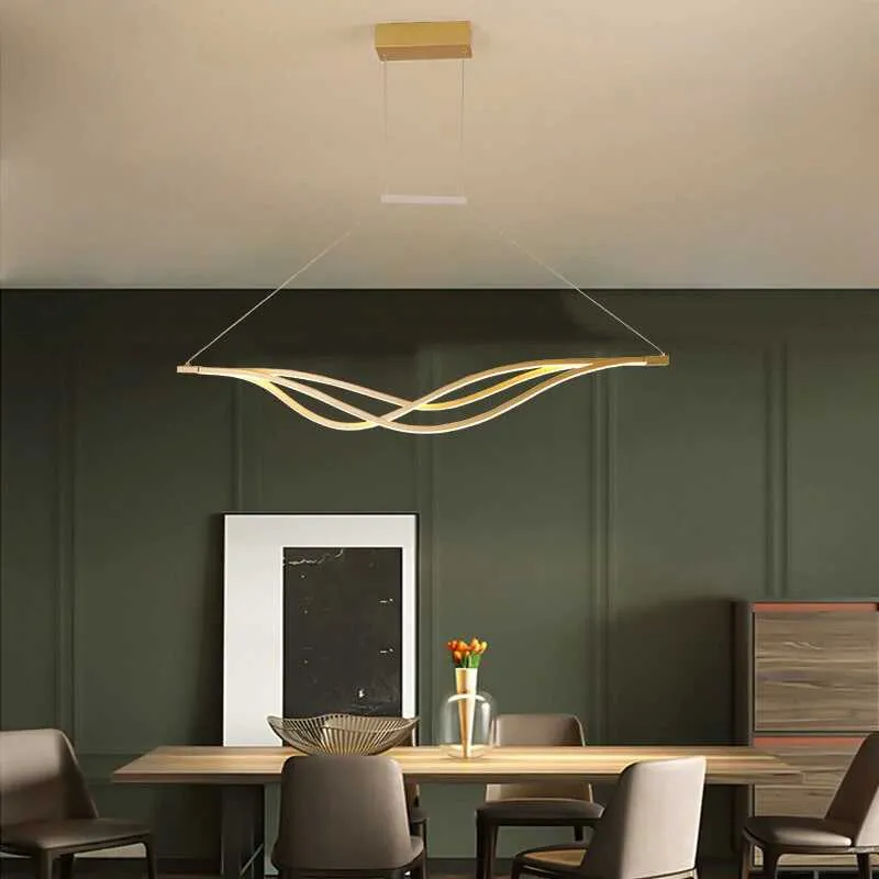 Euroselle Modern LED Curved Pendant Light Ceiling Fixture