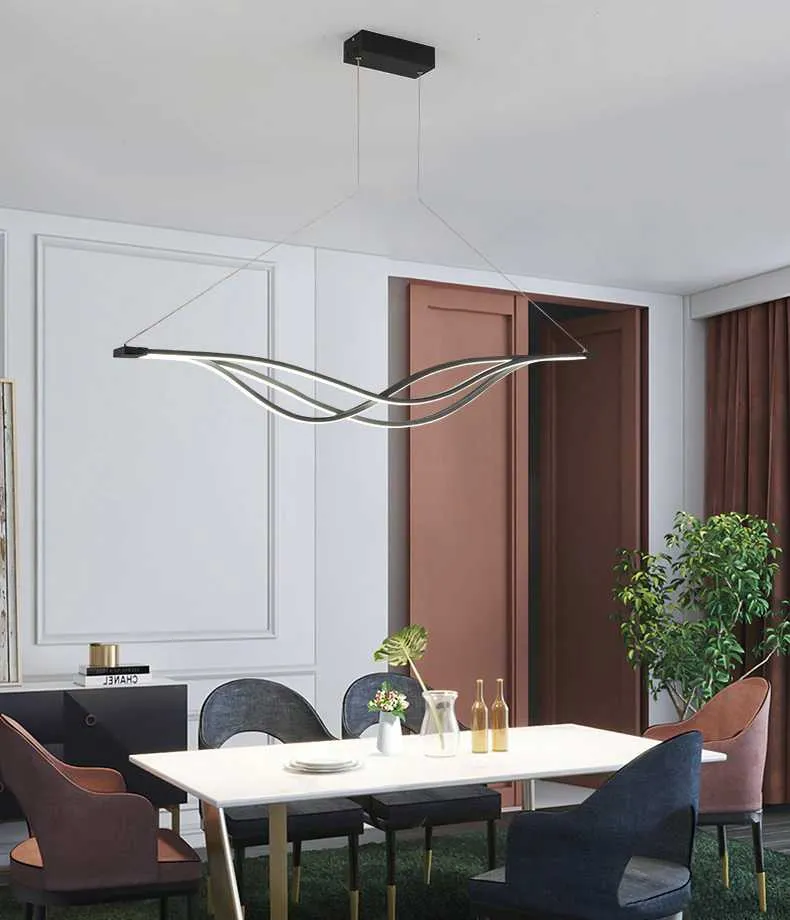 Euroselle Modern LED Curved Pendant Light Ceiling Fixture