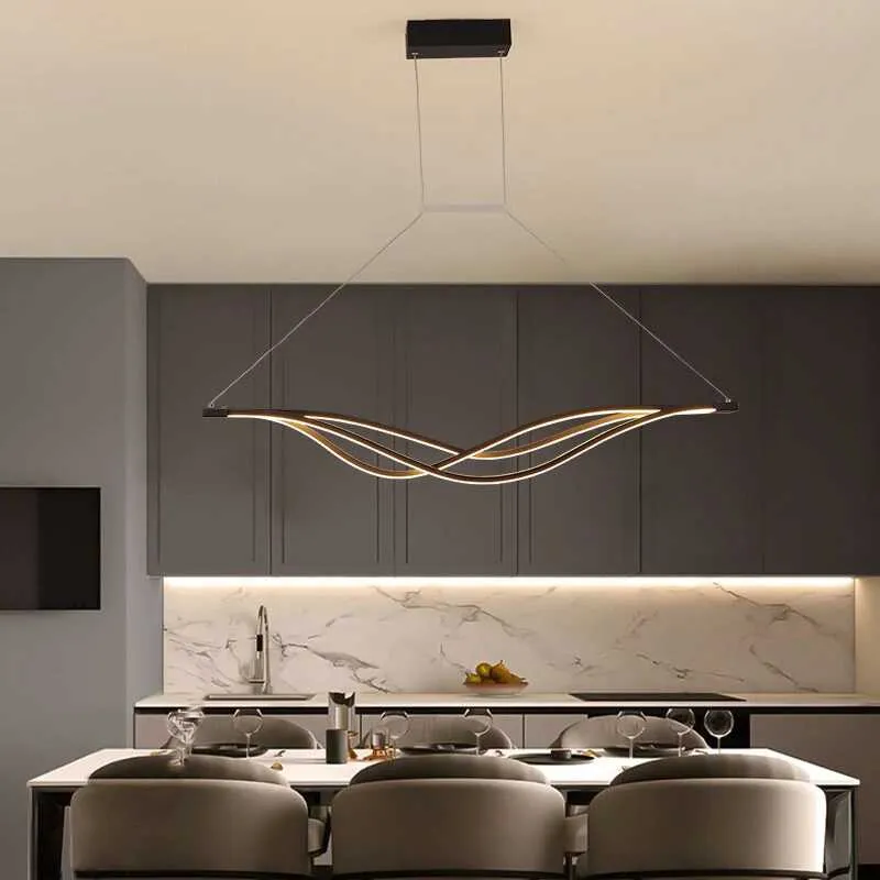 Euroselle Modern LED Curved Pendant Light Ceiling Fixture