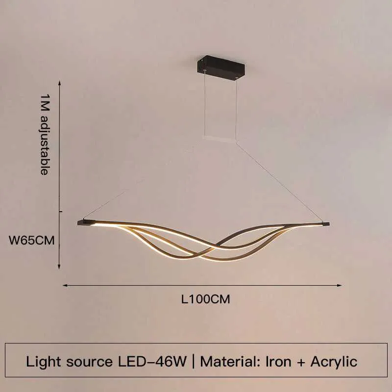 Euroselle Modern LED Curved Pendant Light Ceiling Fixture