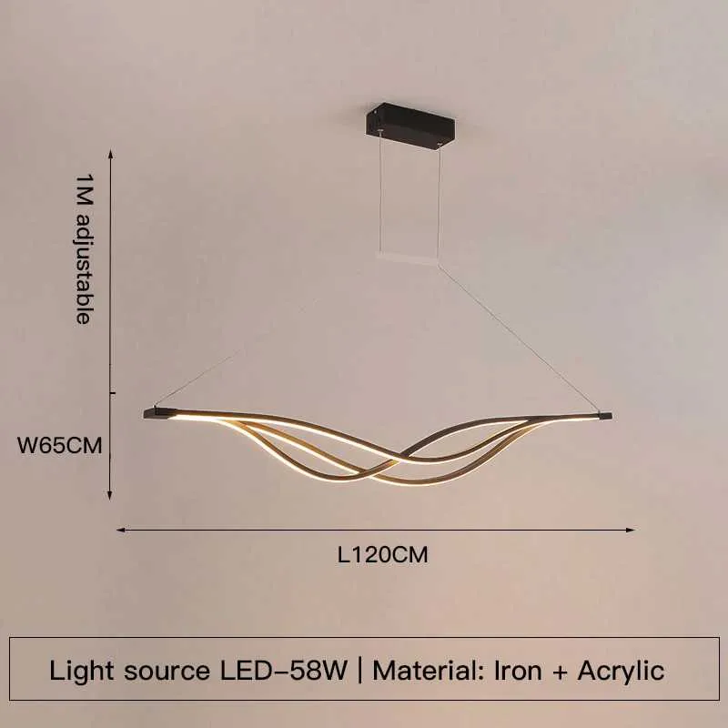 Euroselle Modern LED Curved Pendant Light Ceiling Fixture