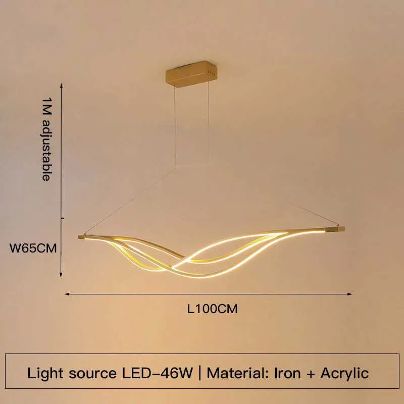 Euroselle Modern LED Curved Pendant Light Ceiling Fixture