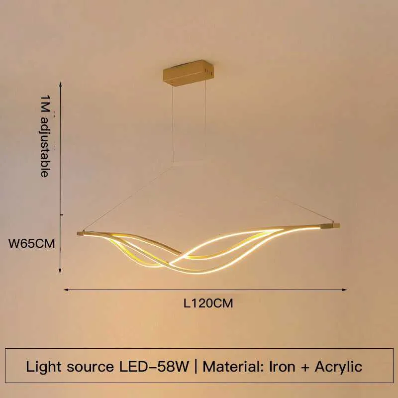 Euroselle Modern LED Curved Pendant Light Ceiling Fixture