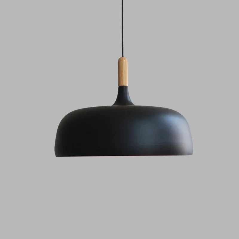 Kivaro Modern Black Pendant Light With Wood Accent, Scandinavian Ceiling Fixture Euroselle