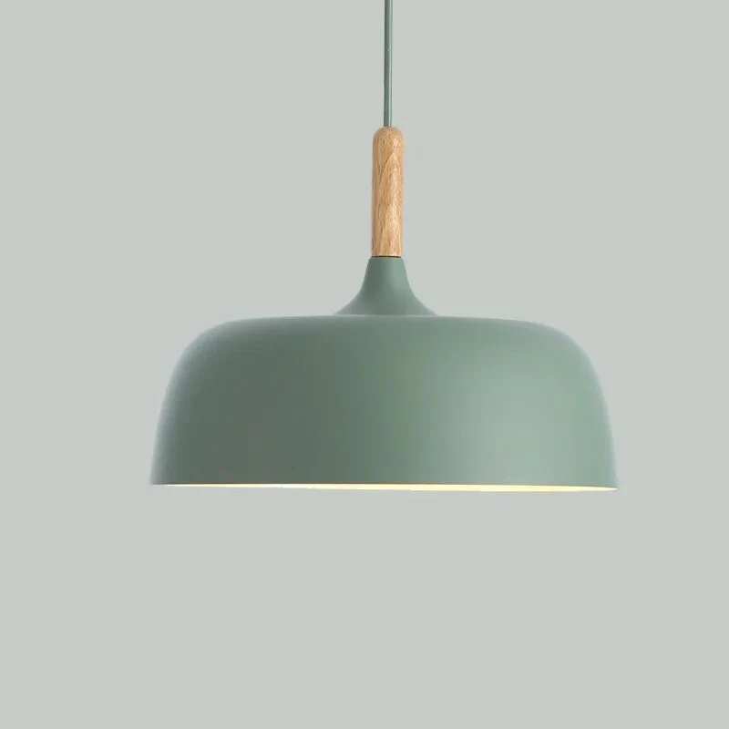 Kivaro Modern Black Pendant Light With Wood Accent, Scandinavian Ceiling Fixture Euroselle
