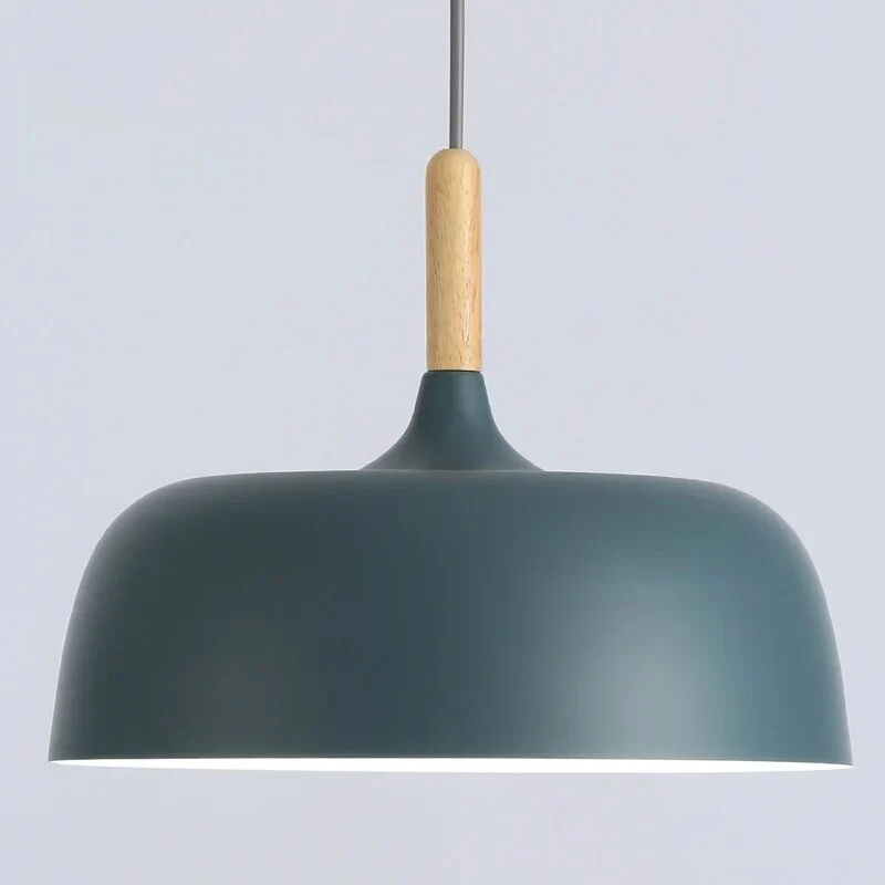 Kivaro Modern Black Pendant Light With Wood Accent, Scandinavian Ceiling Fixture Euroselle