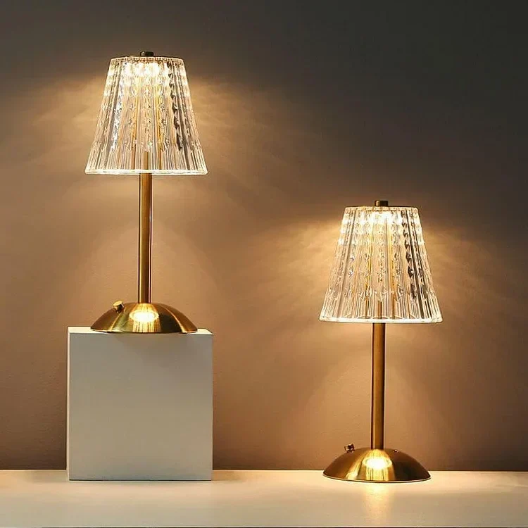 Euroselle Vintage Golden Crystal Table Lamp With Touch Activated Soft Warm Glow