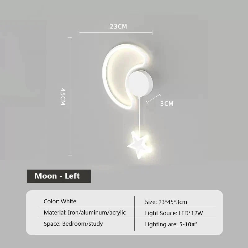 Dreamscape Cloud Star Moon Wall Light Lamp By Euroselle