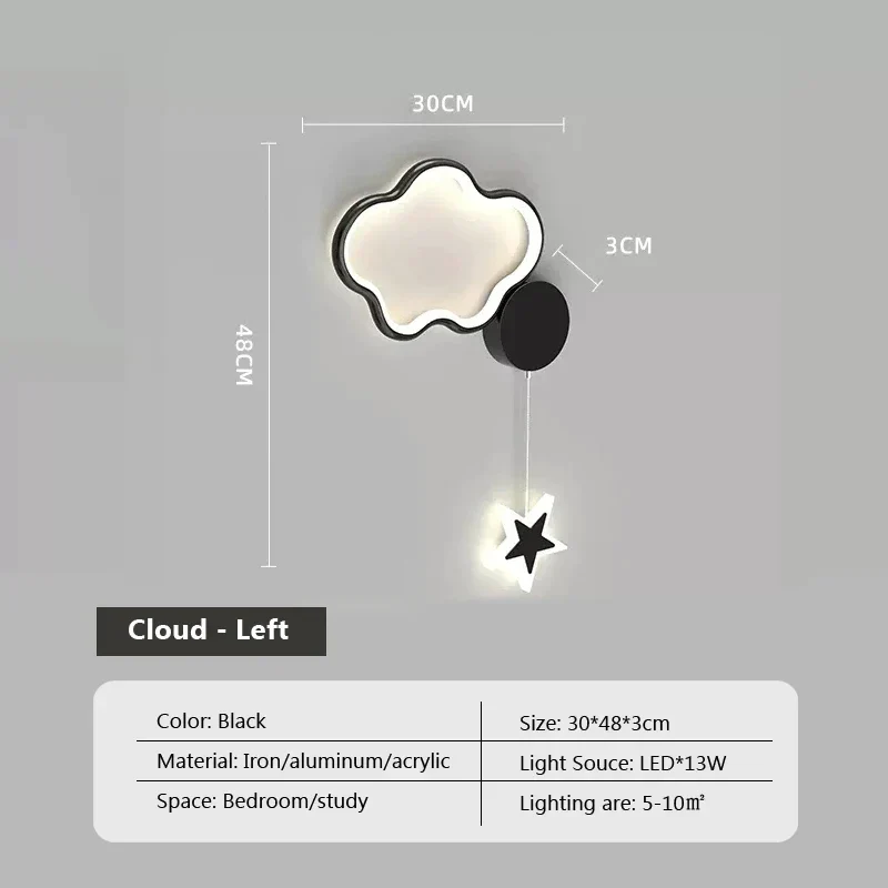 Dreamscape Cloud Star Moon Wall Light Lamp By Euroselle