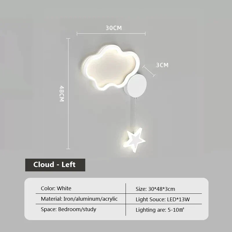 Dreamscape Cloud Star Moon Wall Light Lamp By Euroselle