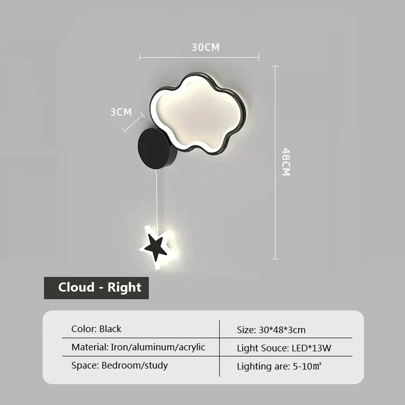 Dreamscape Cloud Star Moon Wall Light Lamp By Euroselle