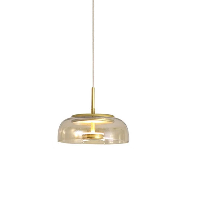 Aureline Brass Glass Solar LED Pendant Light for Interior by Euroselle