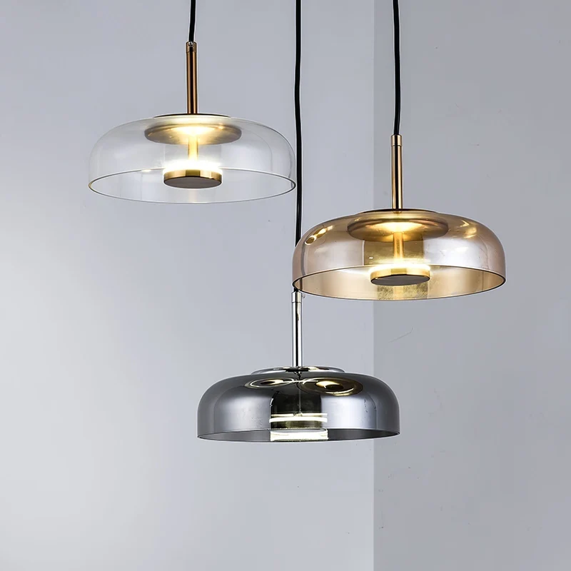 Aureline Brass Glass Solar LED Pendant Light for Interior by Euroselle