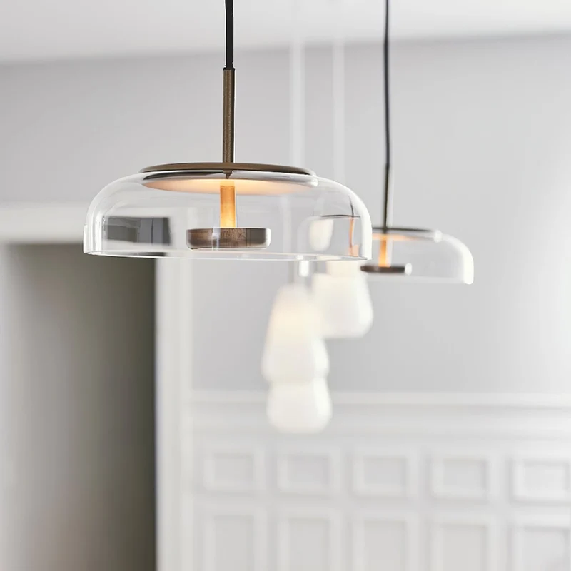 Aureline Brass Glass Solar LED Pendant Light for Interior by Euroselle