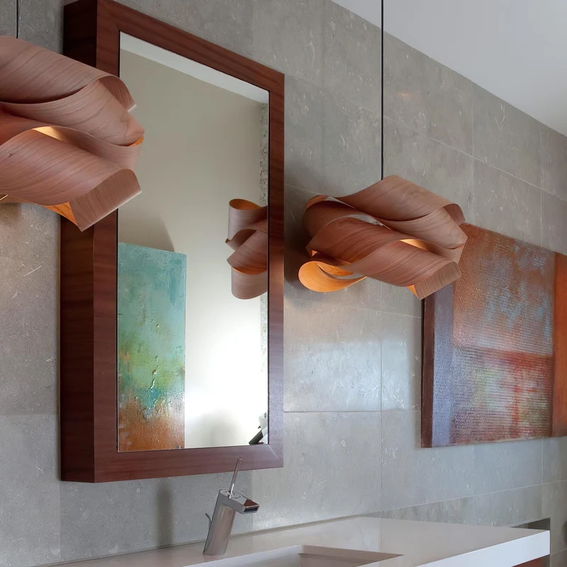 Narela Wood and Metal Link Pendant Light for Dining by Euroselle