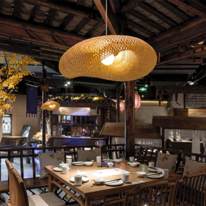 Vrimlo Bamboo Weaving Lamp Euroselle Vintage LED Pendant Light