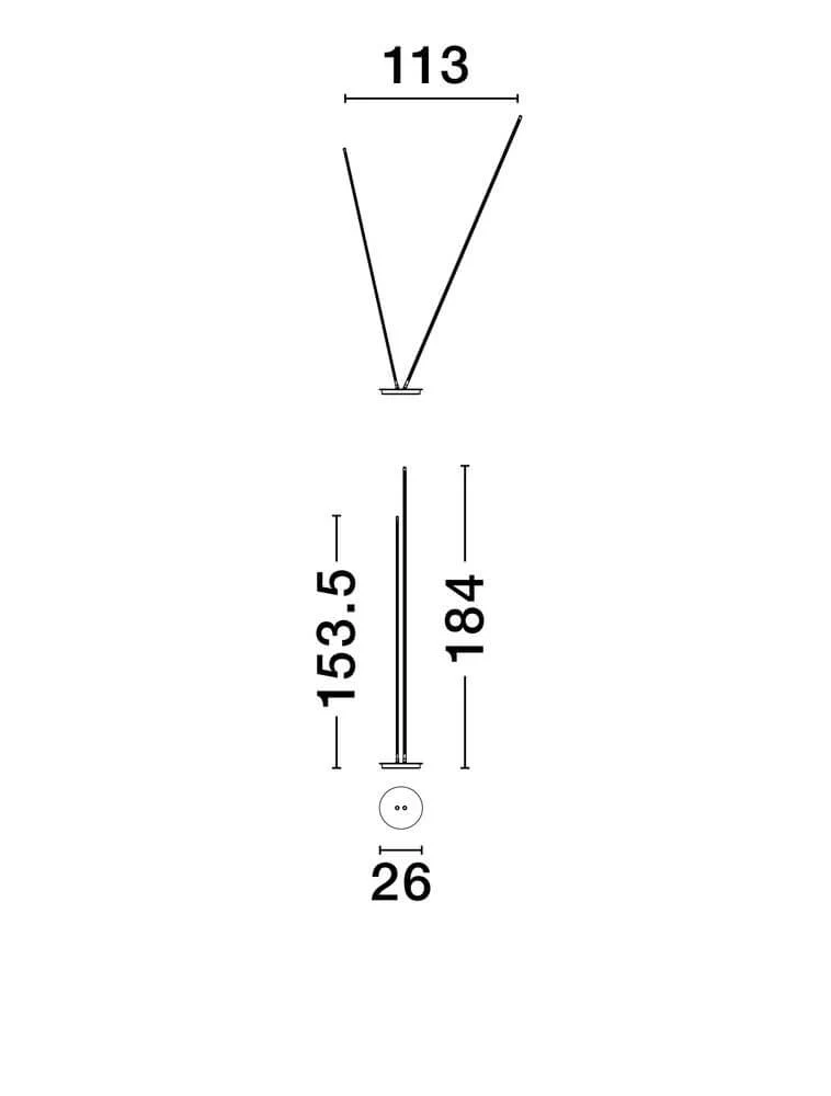 Intec LED Stehlampe H 184cm 2-flammig 3000K