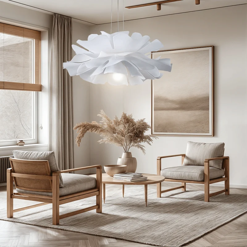 Euroselle Cloud Flower Pendant Light With Warm Glow Iron And Acrylic