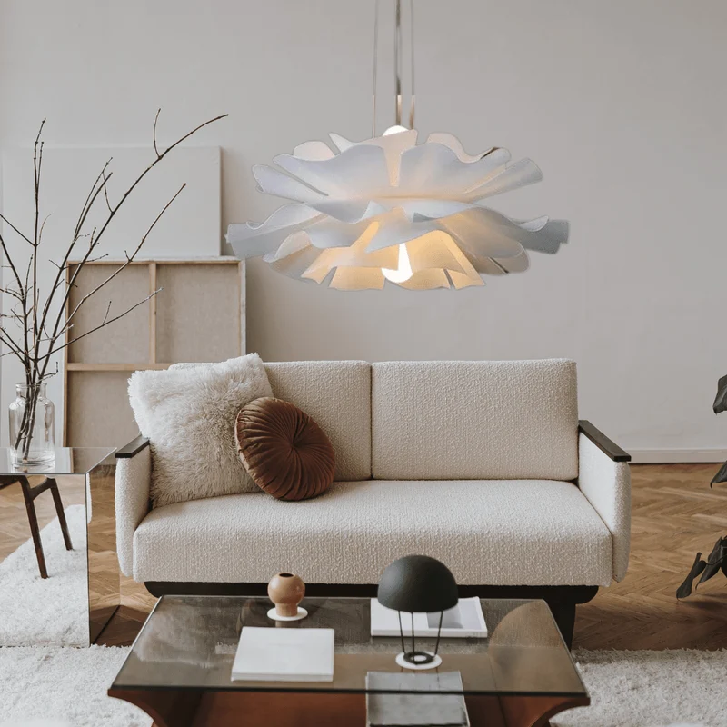 Euroselle Cloud Flower Pendant Light With Warm Glow Iron And Acrylic