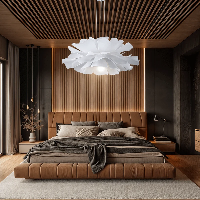 Euroselle Cloud Flower Pendant Light With Warm Glow Iron And Acrylic