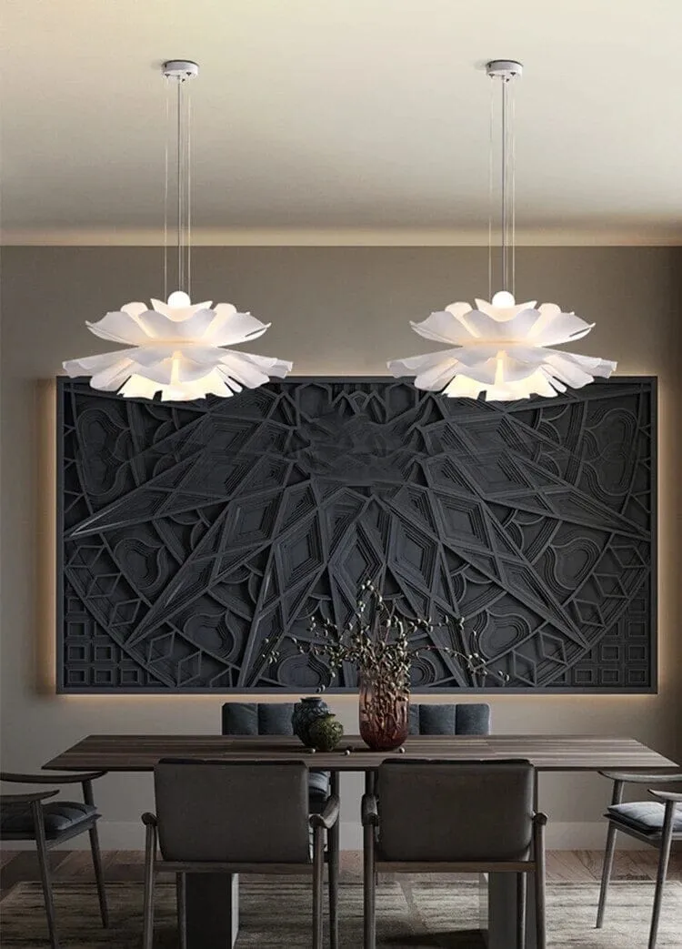 Euroselle Cloud Flower Pendant Light With Warm Glow Iron And Acrylic