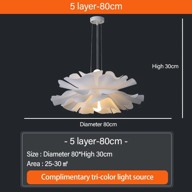 Euroselle Cloud Flower Pendant Light With Warm Glow Iron And Acrylic