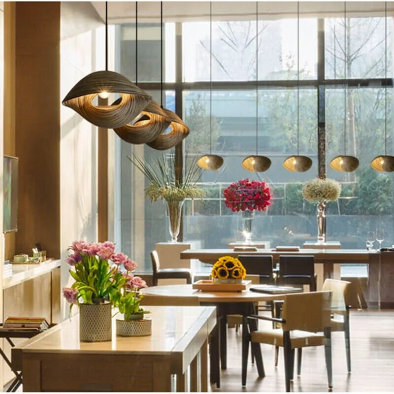 Euroselle Thai Bamboo Shell Pendant Lights Collection