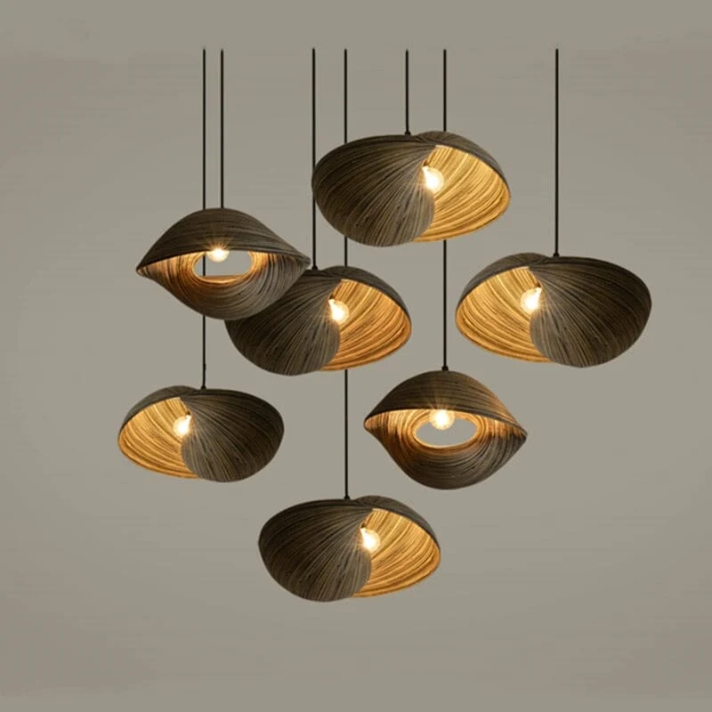 Euroselle Thai Bamboo Shell Pendant Lights Collection