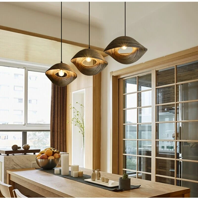 Euroselle Thai Bamboo Shell Pendant Lights Collection